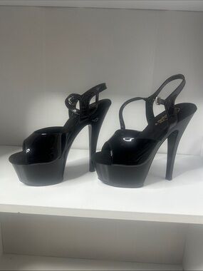 Black Patent Platform High Heel Sandals - Women